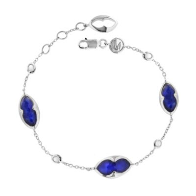 Sterling silver bisous bracelet with lapis doublet